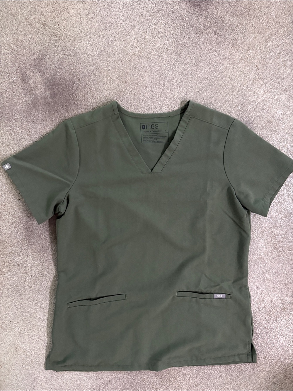 Figs Olive Green Scrub Top (S)